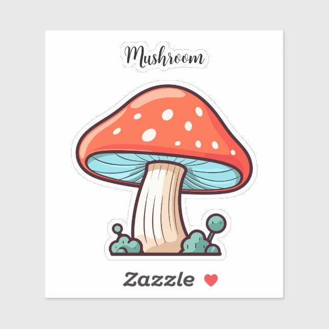 Monogram niedlich Kawaii Red Mushroom Scrapbook Aufkleber (Blatt)