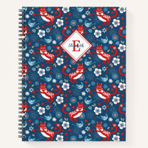 Monogram Niedlich Kitty Cat Pattern Notebook Notizbuch
