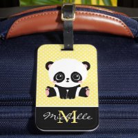 Monogram Niedlich Panda Bär Personalisiert Polka D