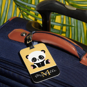 Monogram Niedlich Panda Bär Personalisiert Polka D Gepäckanhänger