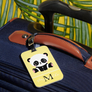 Monogram Niedlich Panda Bär Personalisiert Polka D Gepäckanhänger