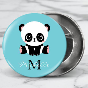 Monogram Niedlich Panda Personalisiert Bubble Gum  Button
