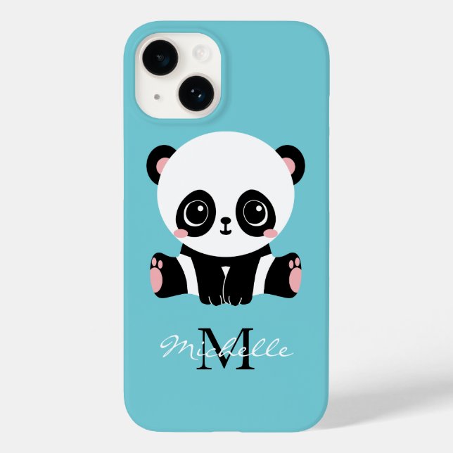 Monogram Niedlich Panda Personalisiert Bubble Gum  Case-Mate iPhone Hülle (Rückseite)