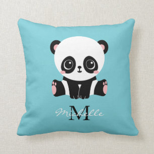 Monogram Niedlich Panda Personalisiert Bubble Gum  Kissen