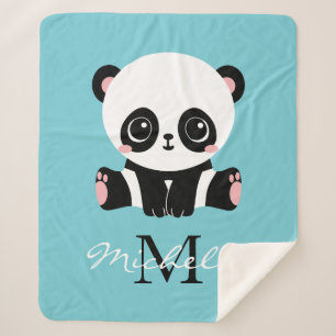 Monogram Niedlich Panda Personalisiert Bubble Gum  Sherpadecke