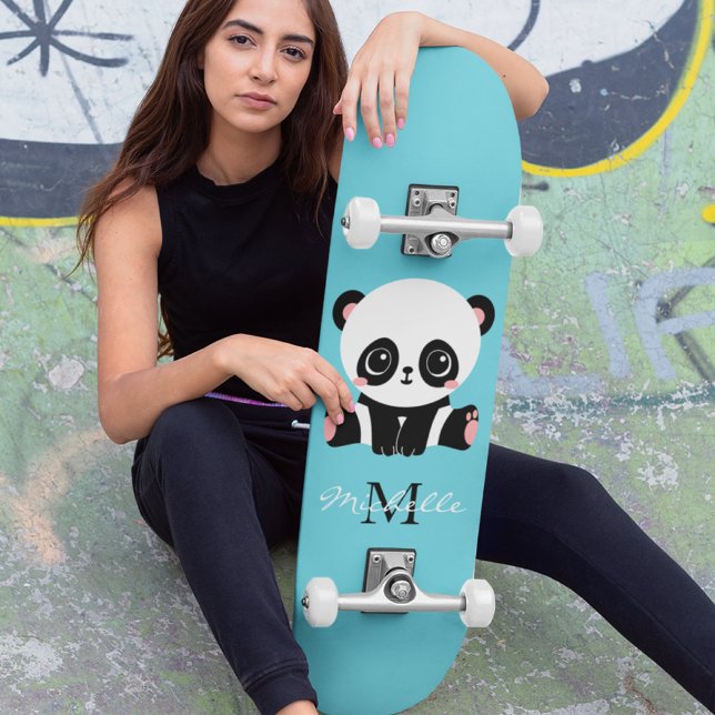 Monogram Niedlich Panda Personalisiert Bubble Gum  Skateboard (Von Creator hochgeladen)