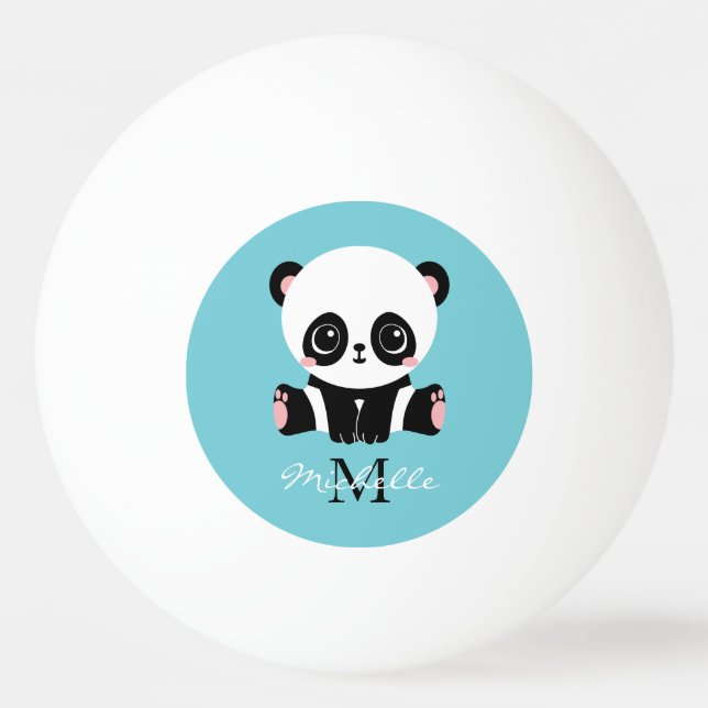 Monogram Niedlich Panda Personalisiert Bubble Gum  Tischtennisball (Vorderseite)