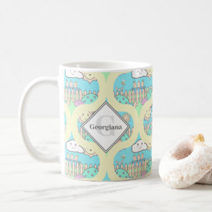 Monogram Niedlich Pastel Kawaii Garden Retro Ogee Kaffeetasse