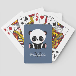 Monogram Niedlich Sitting Panda Personalisiert Blu Spielkarten