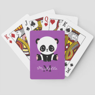 Monogram Niedlich Sitting Panda Personalisiert Lil Spielkarten
