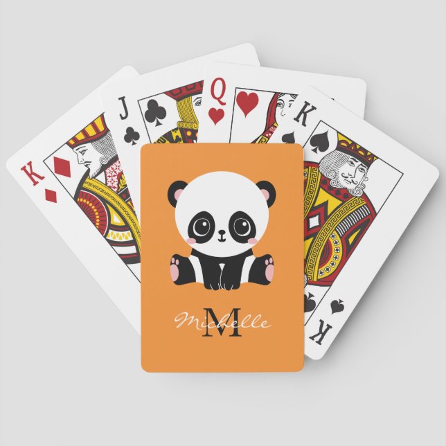 Monogram Niedlich Sitting Panda Personalisiert Ora Spielkarten (Rückseite)