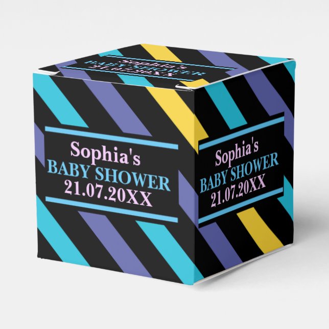 Monogram Niedlich Stripe Baby Showdusche B Geschenkschachtel (Vorderseite)