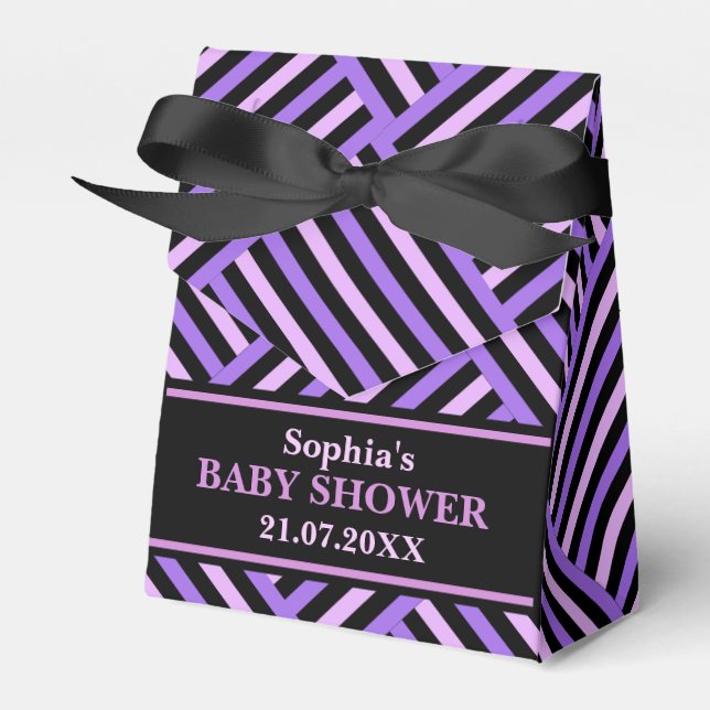 Monogram Niedlich Stripe Babydusche Geschenkschachtel (Vorderseite)