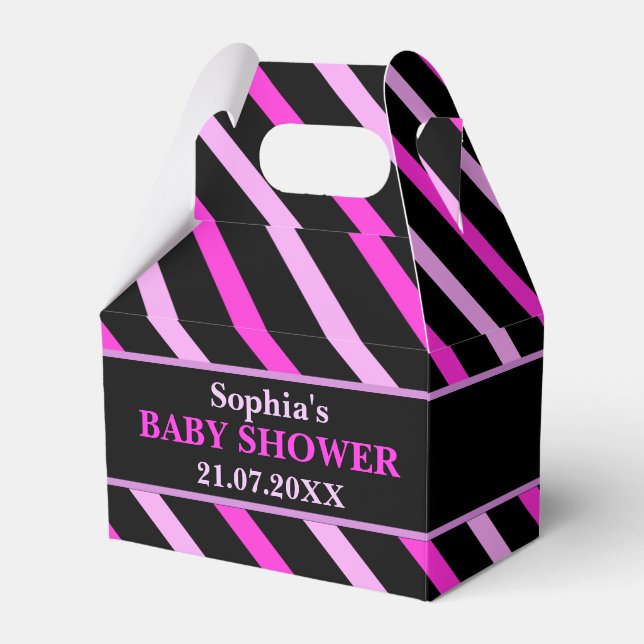Monogram Niedlich Stripe Babydusche Geschenkschachtel (Vorderseite)