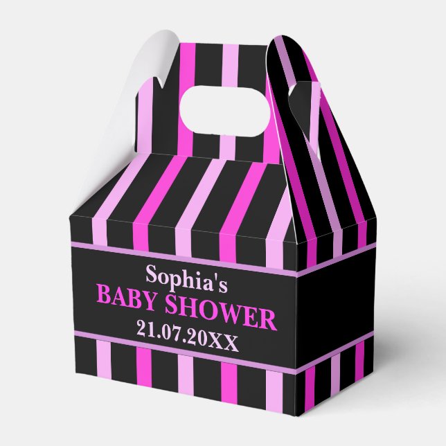 Monogram Niedlich Stripe Babydusche Geschenkschachtel (Vorderseite)