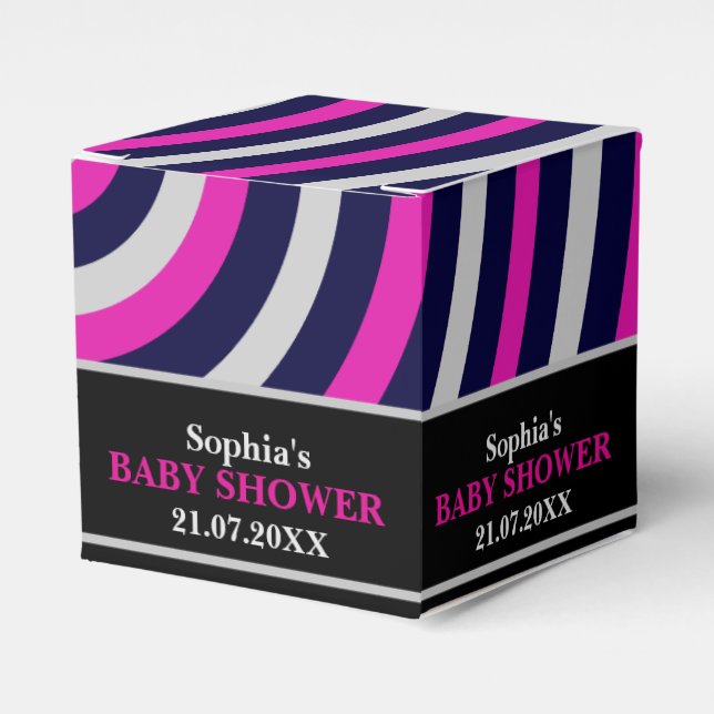 Monogram Niedlich Stripe Babydusche Geschenkschachtel (Vorderseite)