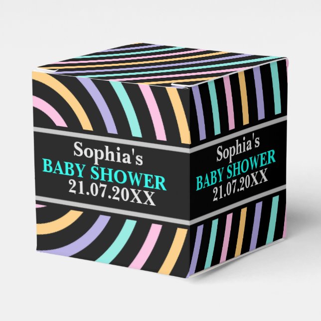 Monogram Niedlich Stripe Babydusche Geschenkschachtel (Vorderseite)