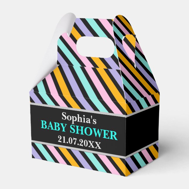 Monogram Niedlich Stripe Babydusche Geschenkschachtel (Vorderseite)