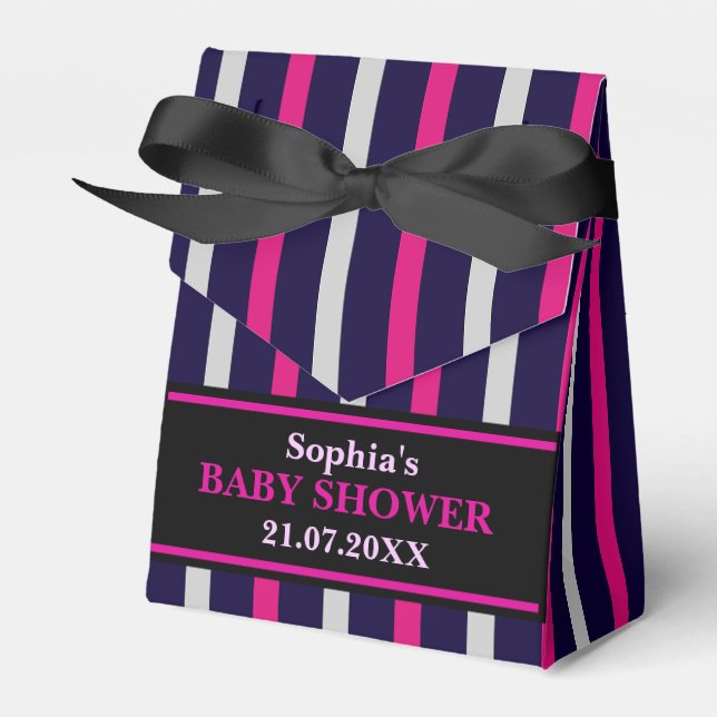 Monogram Niedlich Stripe Babydusche Geschenkschachtel (Vorderseite)