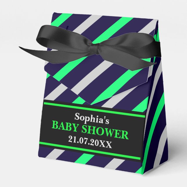 Monogram Niedlich Stripe Babydusche Geschenkschachtel (Vorderseite)