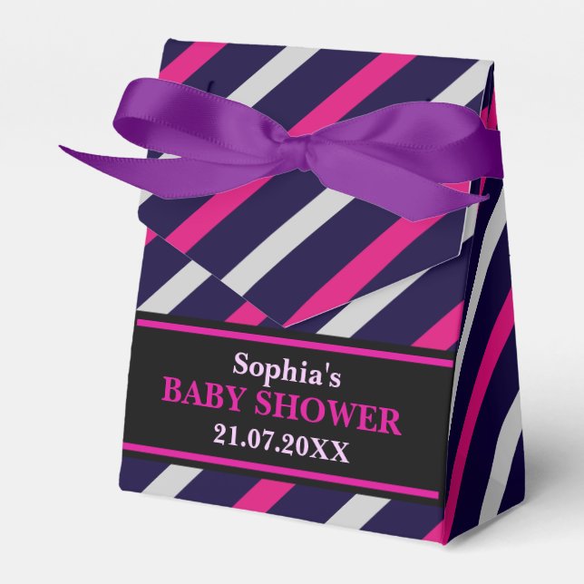 Monogram Niedlich Stripe Babydusche Geschenkschachtel (Vorderseite)
