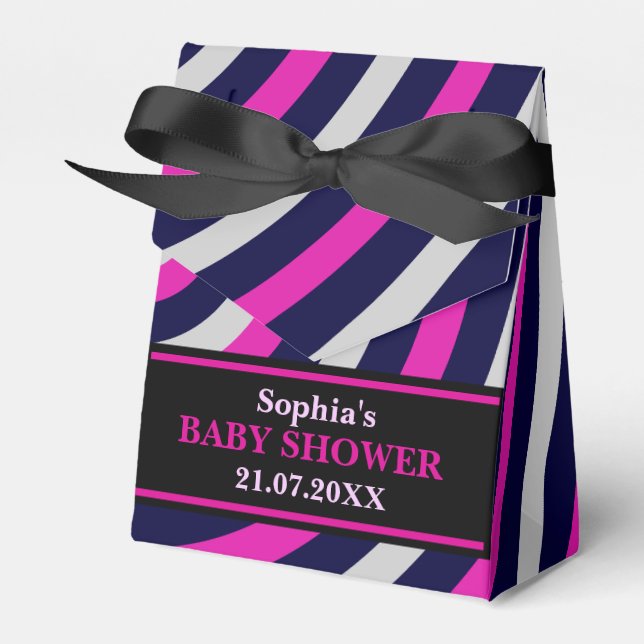 Monogram Niedlich Stripe Babydusche Geschenkschachtel (Vorderseite)