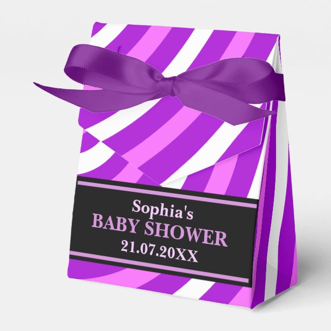 Monogram Niedlich Stripe Babydusche Geschenkschachtel (Vorderseite)