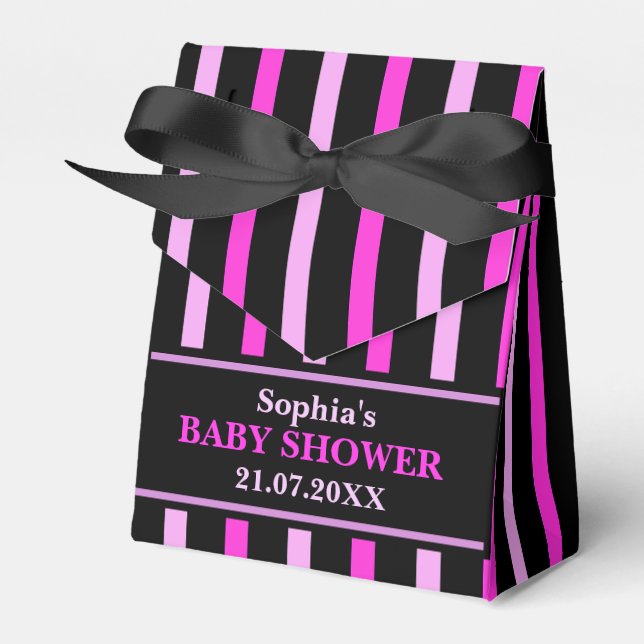 Monogram Niedlich Stripe Babydusche Geschenkschachtel (Vorderseite)