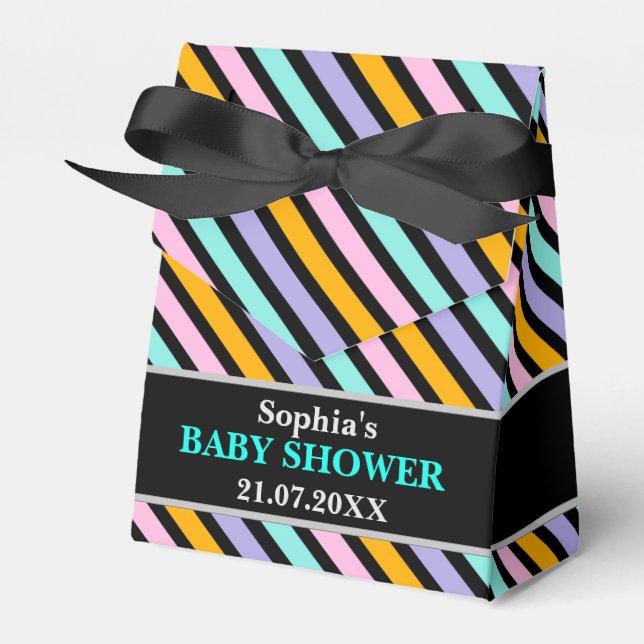 Monogram Niedlich Stripe Babydusche Geschenkschachtel (Vorderseite)