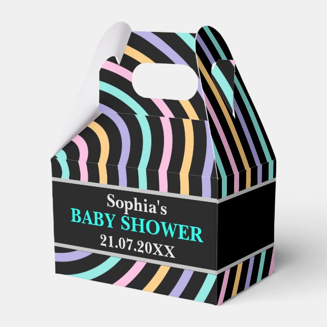 Monogram Niedlich Stripe Babydusche Geschenkschachtel (Vorderseite)