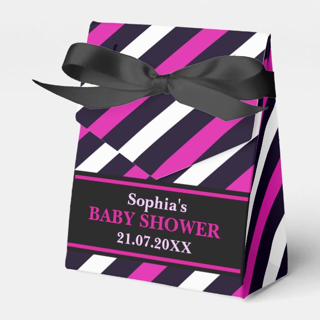Monogram Niedlich Stripe Babydusche Geschenkschachtel (Vorderseite)