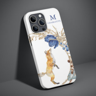 Monogram Niedlich Woodland Fox Aquarell Floral Nam Case-Mate iPhone 14 Hülle