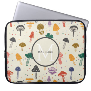 Monogram Niedliches Mushroom-Muster Moderner Trend Laptopschutzhülle