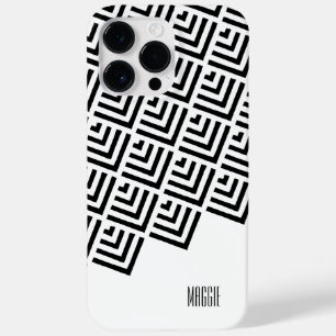 Monogram Niemals verstarb klassisch schwarz, weiß Case-Mate iPhone 14 Pro Max Hülle