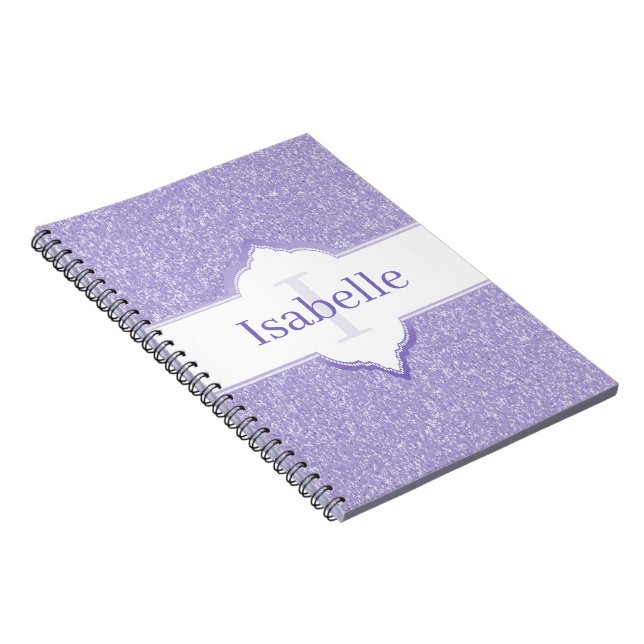 Monogram-Notebook für lila Glitzer Notizblock (Rechte Seite)