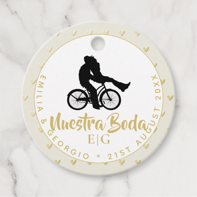 Monogram Nuestra Boda Spanish Wedding Gift Favor Geschenkanhänger (Vorderseite)
