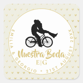 Monogram Nuestra Boda Spanish Wedding Gift Favor Quadratischer Aufkleber