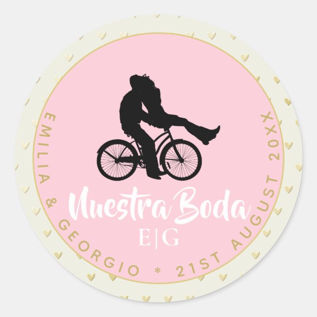 Monogram Nuestra Boda Spanish Wedding Gift Favor Runder Aufkleber (Vorderseite)