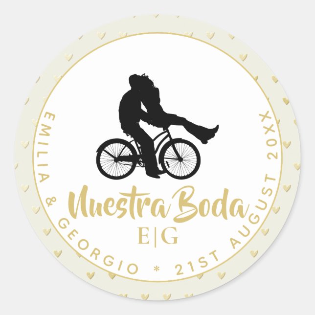 Monogram Nuestra Boda Spanish Wedding Gift Favor Runder Aufkleber (Vorderseite)