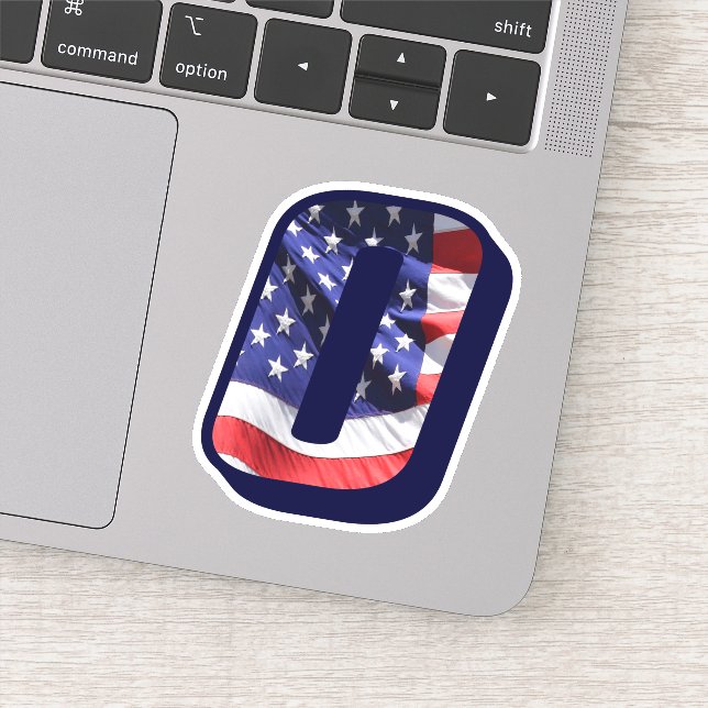 Monogram O American Flag Letter O Initial USA Aufkleber (Detail)
