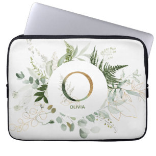 Monogram O Eleganage Foliage Wreath Laptop Sleeve
