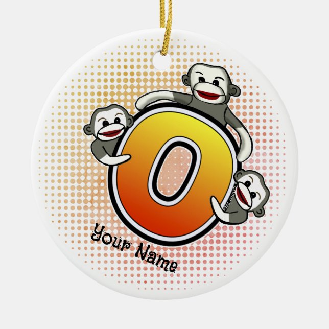 Monogram O Sock Monkey Keramik Ornament (Vorne)