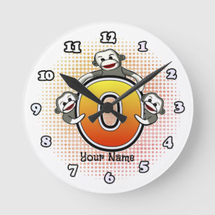 Monogram O Socken Monkey-Uhr Runde Wanduhr