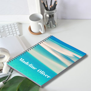 Monogram Ocean Blue Sea Beach Modern Notizblock
