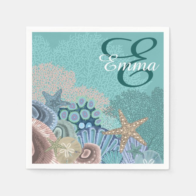 Monogram Ocean Reef mit Starfish Serviette (Vorderseite)
