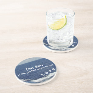 Monogram Ocean Waves Drinks Coasters Sandstein Untersetzer