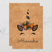 Monogram October Sparkle Unicorn Geburtstag