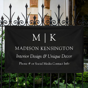 Monogram oder Add-Logo-Business Black Outdoor Banner