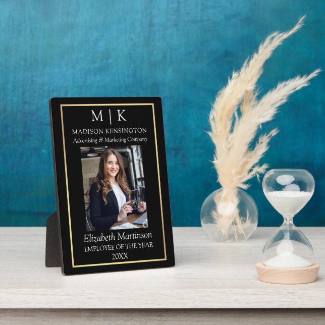 Monogram oder Add Logo Business Gold Mitarbeiter D Fotoplatte (Seite)