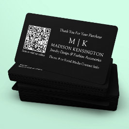 Monogram oder Add-Logo Business QR Black Insert Ca Visitenkarte